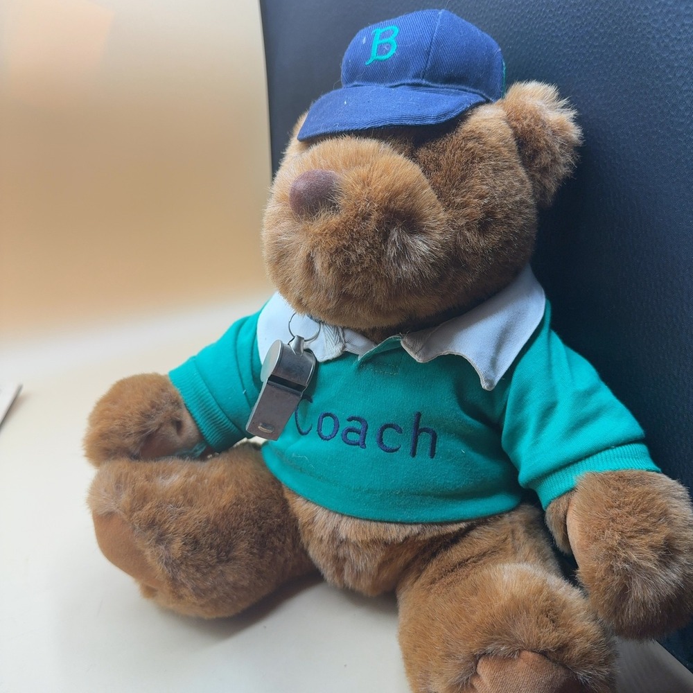 Gund Lands End Limited Edition Coach Teddy Bear Plush 12 Inch Teal Whistle 1991